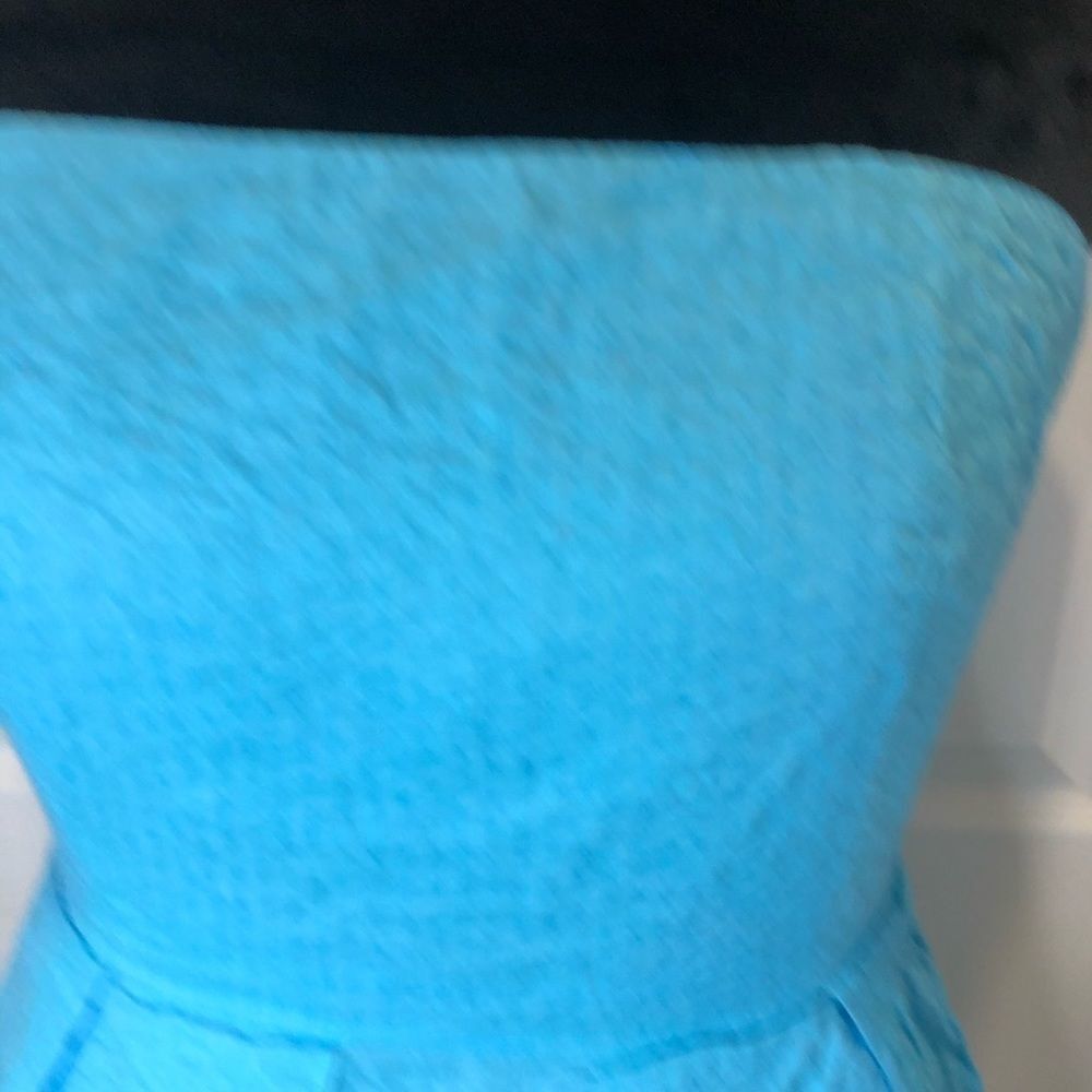J Crew blue strapless midi dress with pockets - Picture 4 of 8